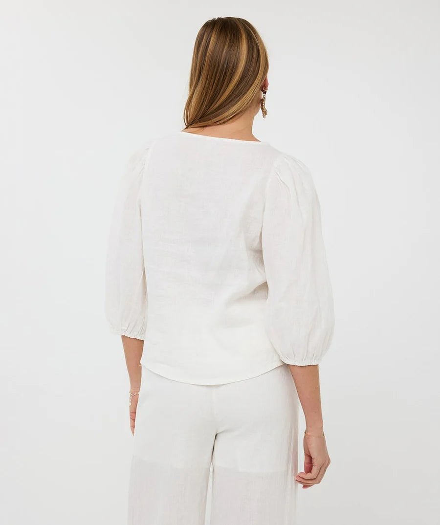 ESQUALO BLOUSE R NECK LINEN