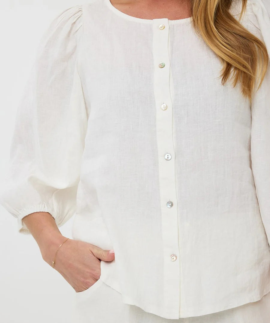 ESQUALO BLOUSE R NECK LINEN