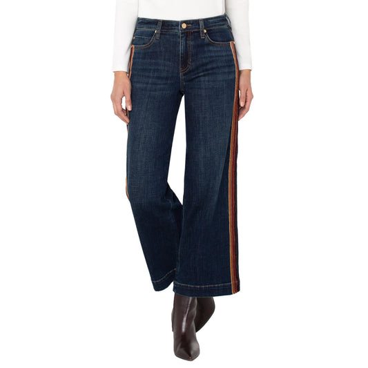 LIVERPOOL STRIDE VELVET TRIM WIDE LEG JEANS