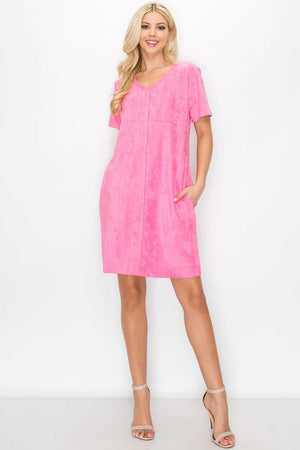 
            
                Load image into Gallery viewer, JOH WOVEN SS VNECK DRESS
            
        