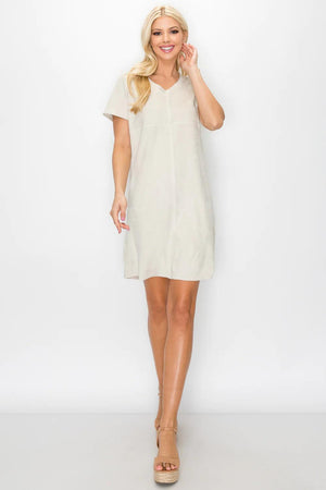 JOH WOVEN SS VNECK DRESS