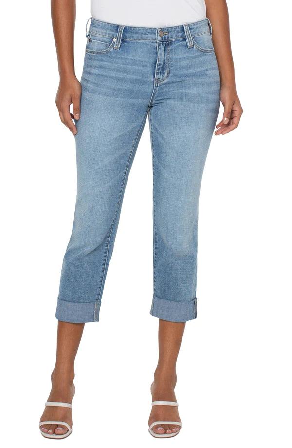 LIVERPOOL CHARLIE CROP SKINNY CUFF LIGHT DENIM