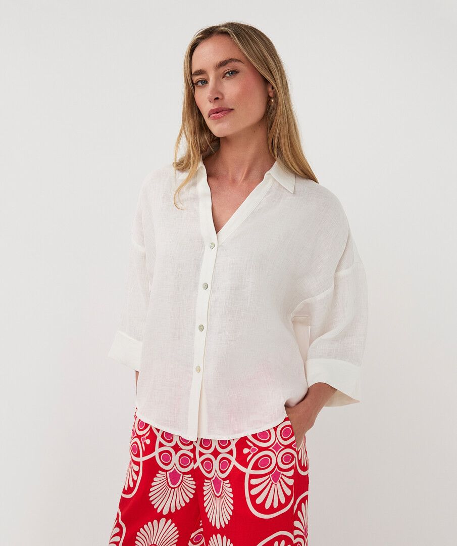 ESQUALO BLOUSE TURN UP LINEN