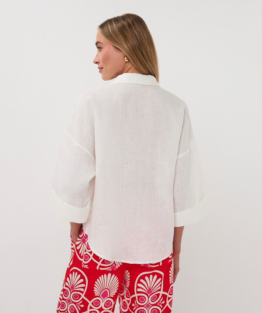 ESQUALO BLOUSE TURN UP LINEN