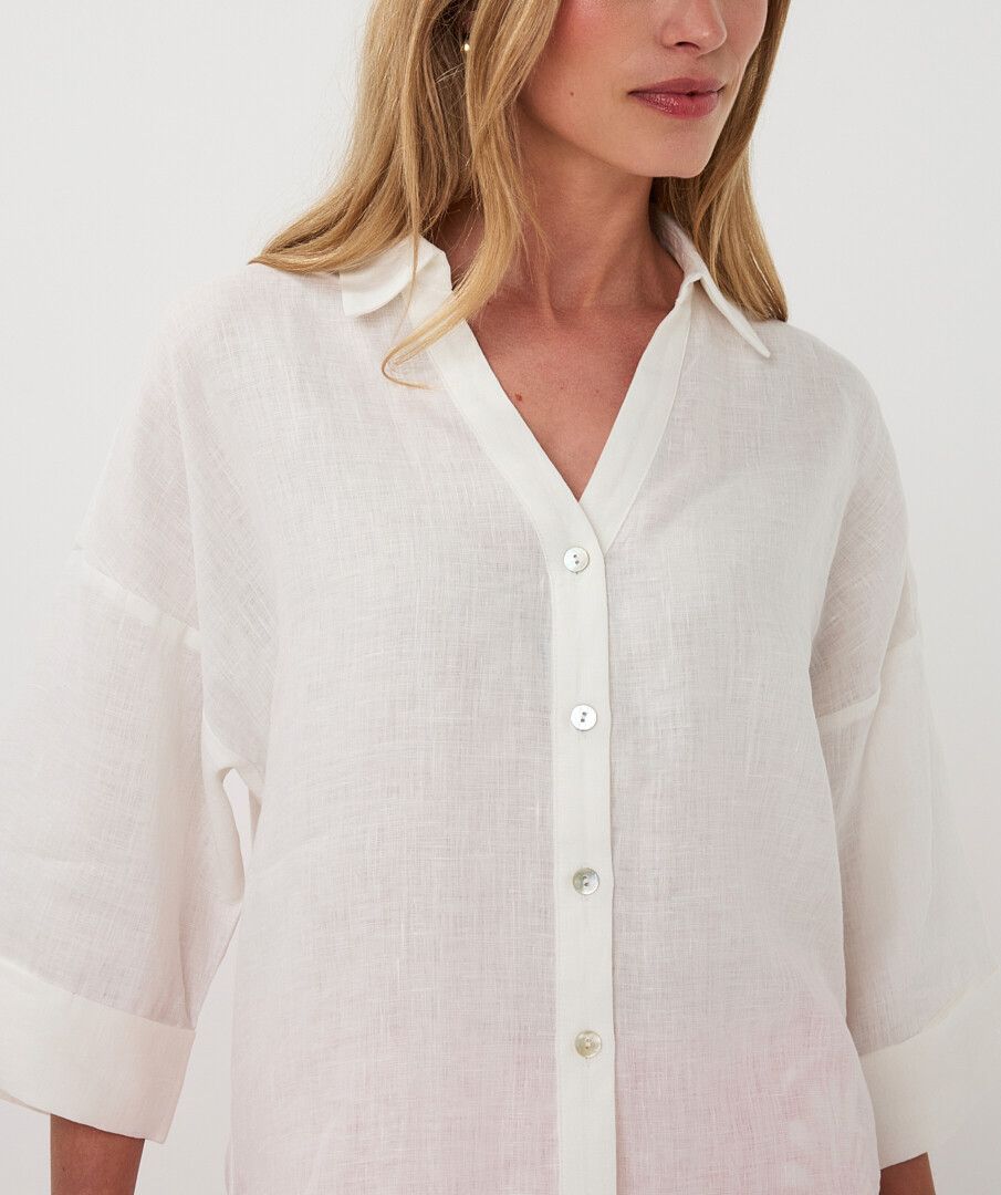 ESQUALO BLOUSE TURN UP LINEN