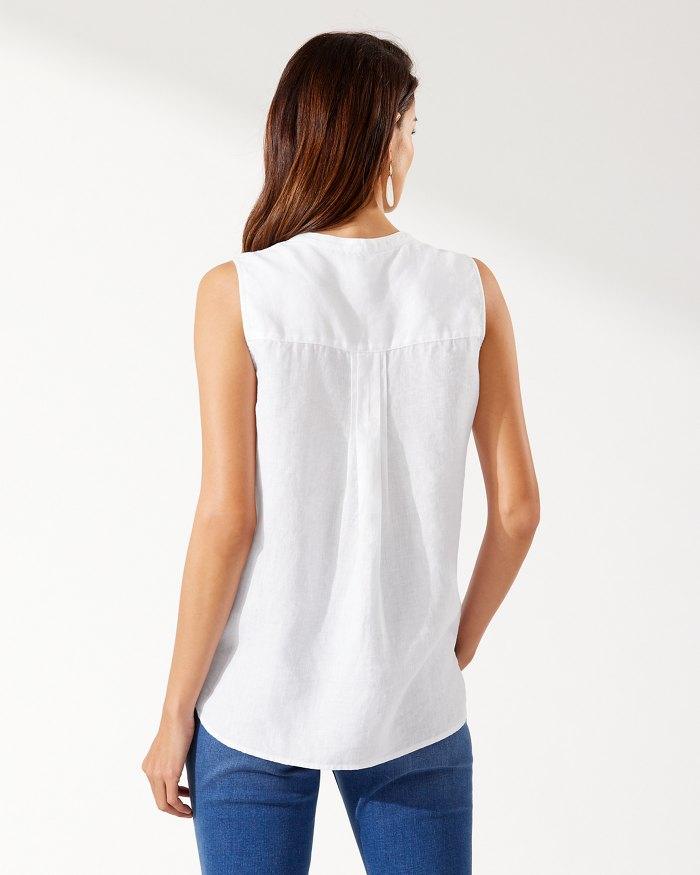 TOMMY BAHAMA COASTLINA SLEEVELESS LINEN TOP
