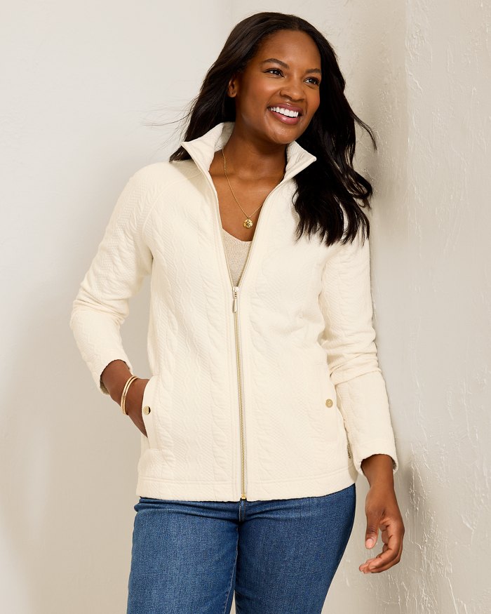 TOMMY BAHAMA ARUBA CABLE JACQUARD FULL-ZIP