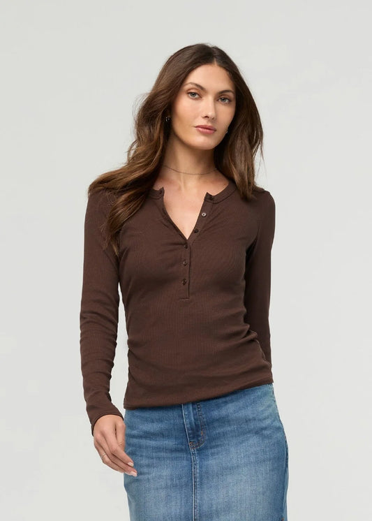 DU/ER RIBBED PIMA LONG SLEEVE HENLEY
