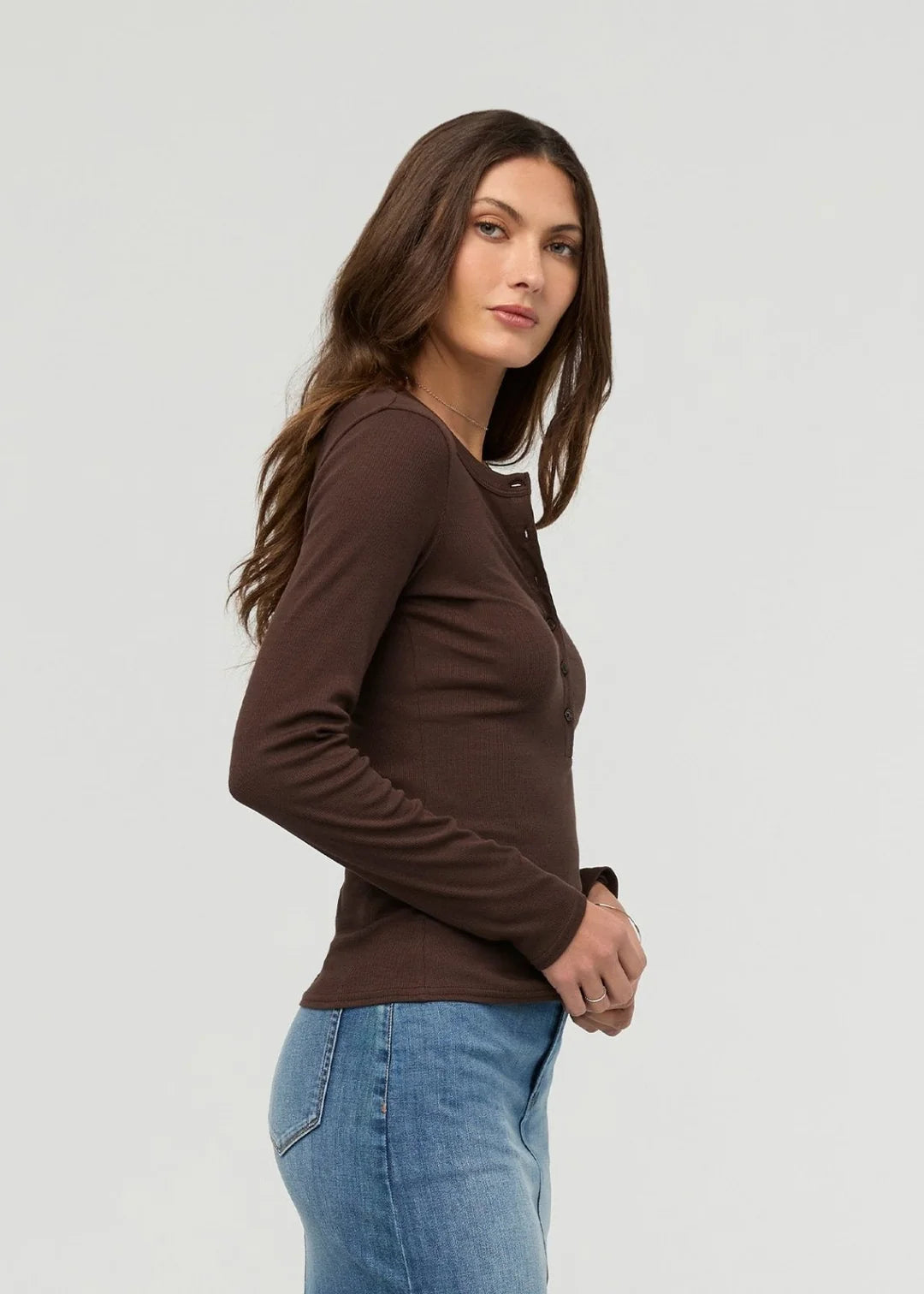 DU/ER RIBBED PIMA LONG SLEEVE HENLEY