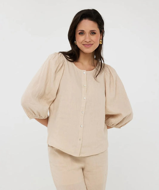 ESQUALO BLOUSE R NECK LINEN