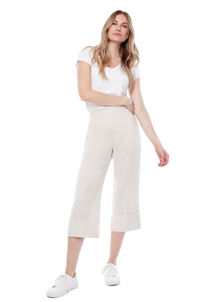 TYLER MADISON FLAX CROP WIDE PANT